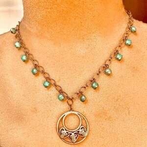 Vintage Premier Designs Gold and Turquoise Necklace